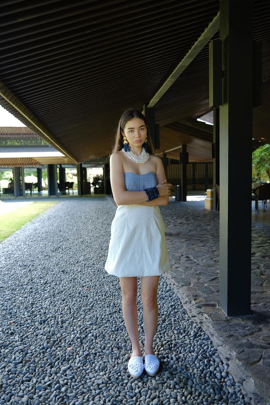 MD24063003 Blue Shirt With Mini Dress