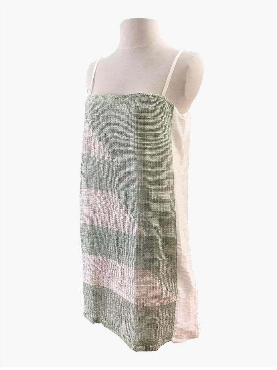 HW23020123 Handwoven Italian Cotton Silk Mini Dress